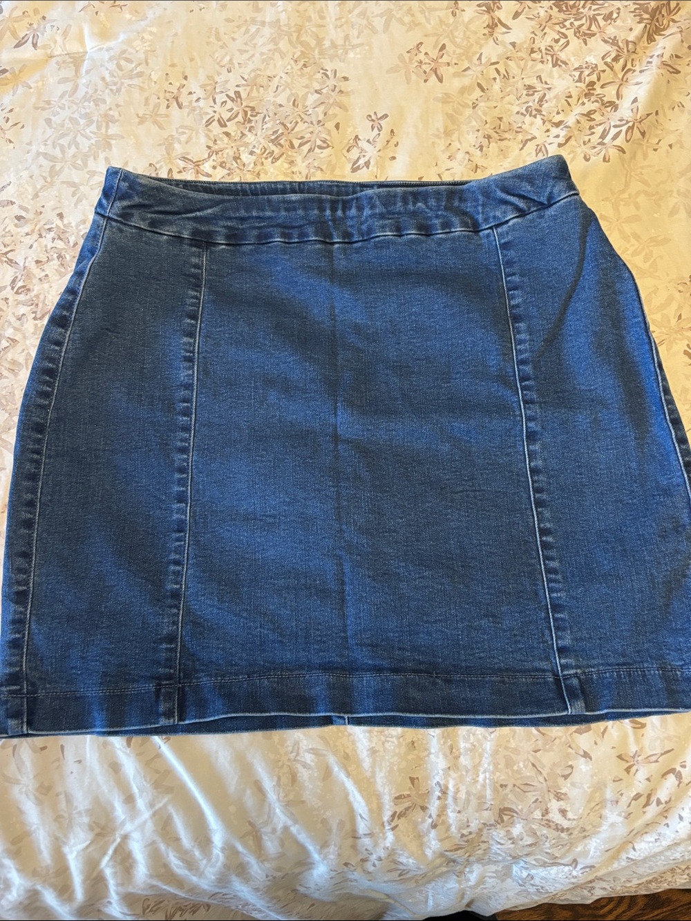 Women’s Dark Blue Denim Mini Skort - Casual Panel A-Line
